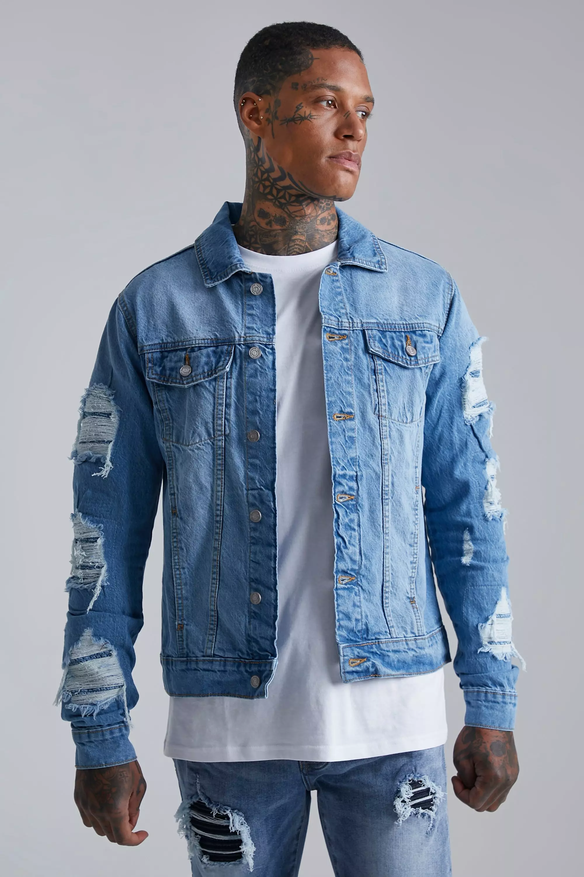 Biker jean deals jacket mens